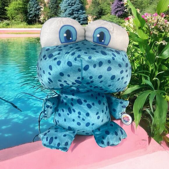 NANCO Blue Polka Dot Frog Plush Stuffed Animal 16" Cute Quarky Toad - Picture 1 of 10